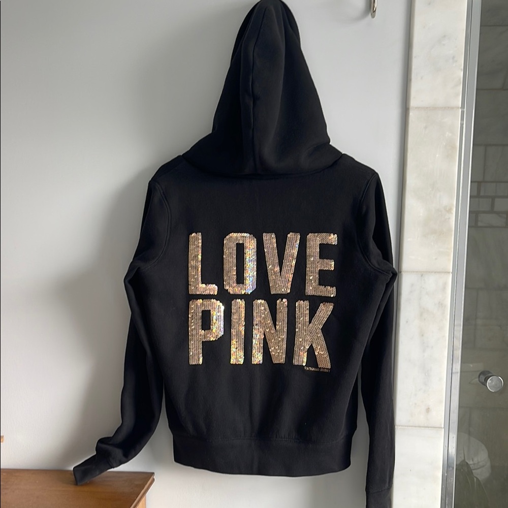 Victoria's Secret Love Pink | Sequin & Fur Hoodie